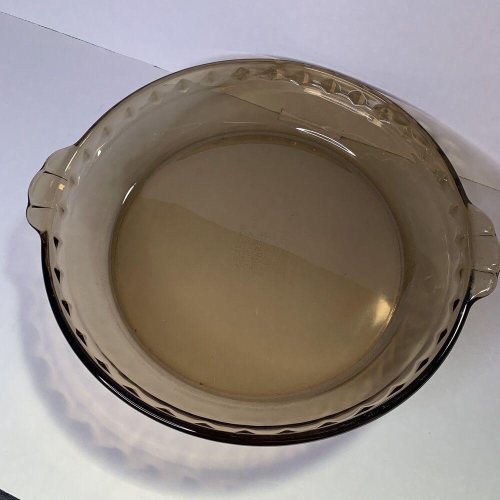 Pyrex Visions Pie Plate Deep Dish Amber Fluted Edge Baking Pie Cobbler 9.5”
